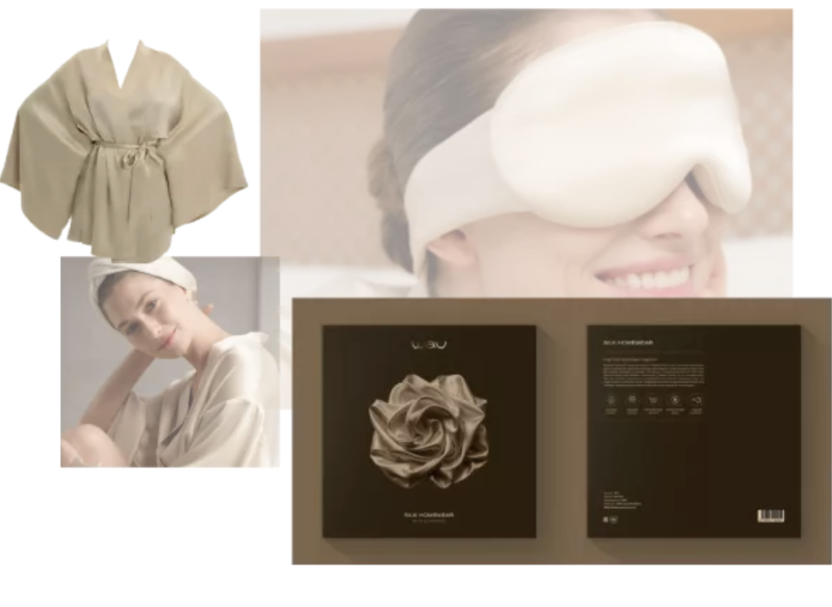 Pajama Eye Mask Set Case Pigiama in seta