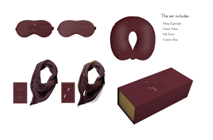 Caso 4: Set sciarpa di seta con cuscino per il collo e maschera per gli occhi 